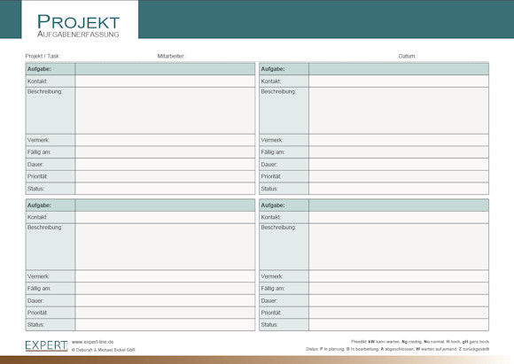 PDF Geschäftsformular für Projekt - Aufgabenerfassung (Business)