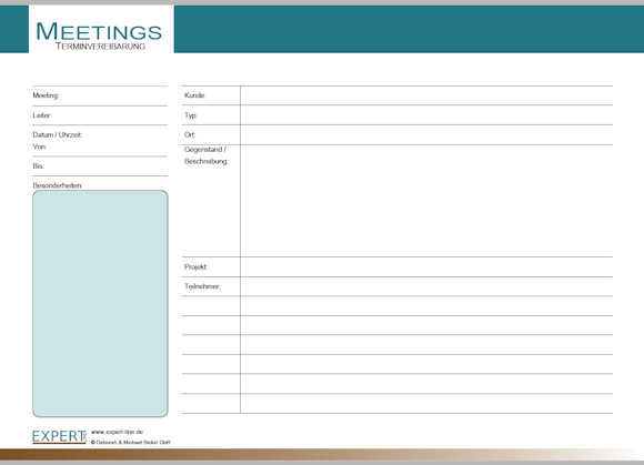 PDF Geschäftsformular Meetings Terminvereinbarung