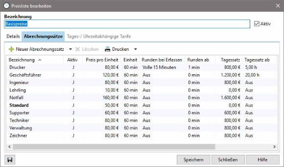 Xpert-Timer: Preislisten berechnen