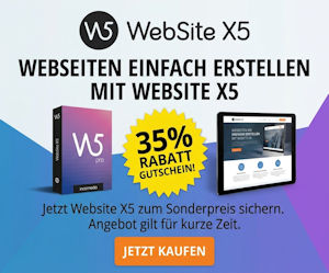 WebSite X5 2026 Angebot und Gutschein